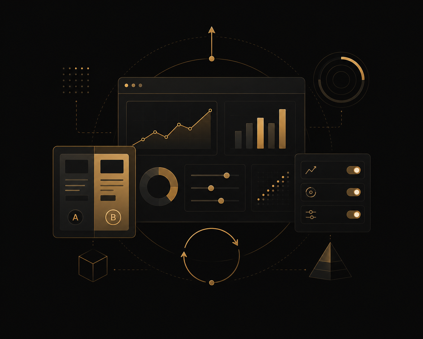 Ilustración gráfica de datos, optimización y escala